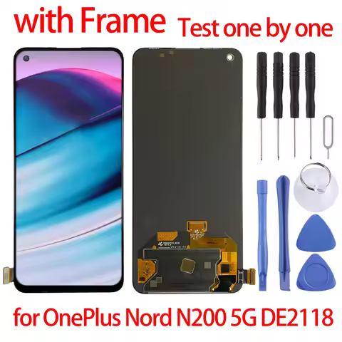 for OnePlus Nord N200 5G DE2118 LCD Screen and Digitizer Full Assembly with Frame for OnePlus Nord N