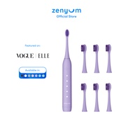 Zenyum Sonic Electric Toothbrush with 6 Brush Head Refills (Portable IPX7 Waterproof 3 Modes Recharg