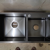 KITCHEN SINK/BAK CUCI PIRING 2 LUBANG ONAN 7541 HITAM STAINLESS 304