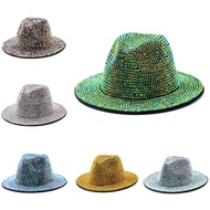 Yao Rhinestone Fedora Jazz Hat Cowboy Hat for Woman Men Shinning Bar Fedora Hat