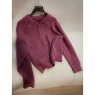 Sommai Apparel Premium red grape long-sleeved wool Polo