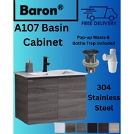 [Brand New] Baron A107 Stainless Steel Basin Cabinet Set With Inset Basin