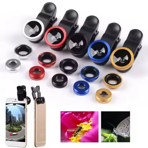 3 In 1 Cell Phone Fisheye Lens Wide Angle Macro Camera Fish Eyes Camera Lenses For iPhone 16 15 Pro 