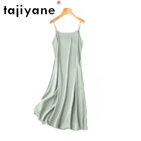 TAJIYANE 93% Mulberry Silk 19 Mommes Dress Woman Summer 2025 New Mid Length Slip Dresses Many Colors
