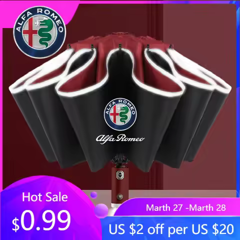 For Alfa Romeo Fully Automatic Sun Umbrella With LED Flashlight For Alfa Romeo STELVIO Giulia 159 Gi