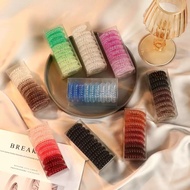 XO Set of 9 Plastic Spring Hair Ties - Many Colors, Korean Style, Good Elasticity