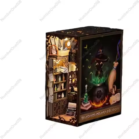 Wooden Bookstore Model DIY, 3D Puzzle Assembly Kit for Adults, Unique Bookshelf Decoration Birthday 