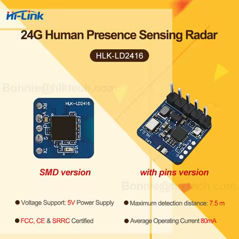 Free Shipping New 24G Radar Module HLK-LD2416 Built-in Antenna Human Presence Detection Motion & Sta
