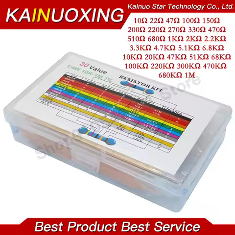 600PCS/LOT 1/4W BOX Metal Film Resistor Kit 1% Resistor Assorted Kit Set 10 -1M Ohm hm Resistance Pa
