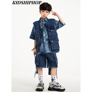 Children's Handsome Denim Cargo Vest Suit Costumes for Boys' Shows Costumes for Boys' Hip Hop Perfor