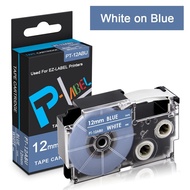 Comaptible Casio Label It Tape XR-12ABU XR12ABU 12mm 1/2'' White on Blue Labeling Makers Tape Casset
