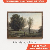 Tranh treo tường Vintage French Countryside Oil Painting  Antique Landscape Country Cottage Art #92 