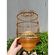 Bamboo bird cage, red Bamboo cage, pressed bird cage with accessories, size 22x36