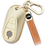 for Mercedes-Benz Key Fob Cover with Keychain, Soft TPU Full Protection Car Key Case Shell for Benz 
