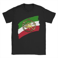 Bendera Iran Pahlavs dengan singa dan mahkota Lelaki T Kemeja Tee Vintage Lengan Pendek O Leher T-Sh