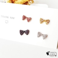 316L Medical Steel Sweet Full Diamond Bow Fine Needle Lock Earrings Ear Bone Single Price Artis A631