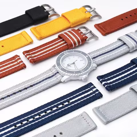 Nylon 20mm 22mm Strap for Swatch X Blancpain Universal Men Outdoors Sport Woven Canvas Watch Band fo