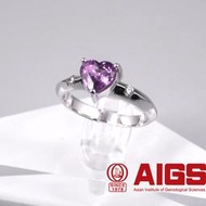 珠寶 AIGS國際鑑定1.22ct 天然粉色紫色剛玉鑽石戒指14K金 心型切割 最佳贈禮