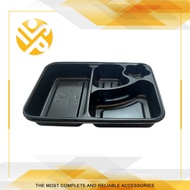Kotak Makan Plastik / Box Bento / Mika Tray Bento Kotak Hitam 4 Sekat