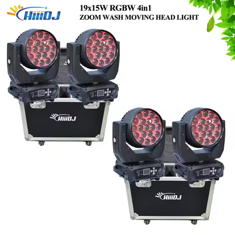 1-4Pcs Zoom Lyre Wash Dmx 19X15W RGBW 4in1 Flightcase Wash Zoom Rgbw Moving Head Light Stage Spotlig