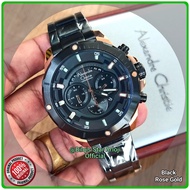 Alexandre Christie Pria Besar Ac 6529 Tali Rantai Black Rose Gold Ori