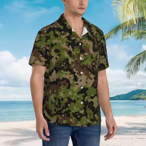 Camo Camouflage Army British DPM (1) Hawaiian Shirts Casual Men Short Sleeve Shirt for Summer Beach 