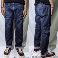 Celana Panjang Longpants Jeans Uniqlo Selvedge Dark Blue Washed Fading