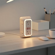 3-Level Sensor Night Light Power Strip: 6 AC & 4 USB Ports, Surge Protector Outlet Extender for Home
