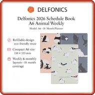 Delfonics 2026 A6 Animal Weekly Planner – Compact 18-Month Refillable Schedule Book (Oct 2025 Start,