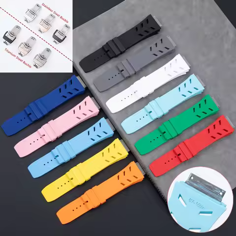 Soft Fluoro Rubber Watchband Watch Band For Mille Strap For Richard Wristband RM67-02M/67-02S Belt T