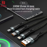 ZUZG 3 in 1 Retractable USB Cable 100W Charging For iPhone 14 12 X 11 8 7 Charging Wire Type C Micro
