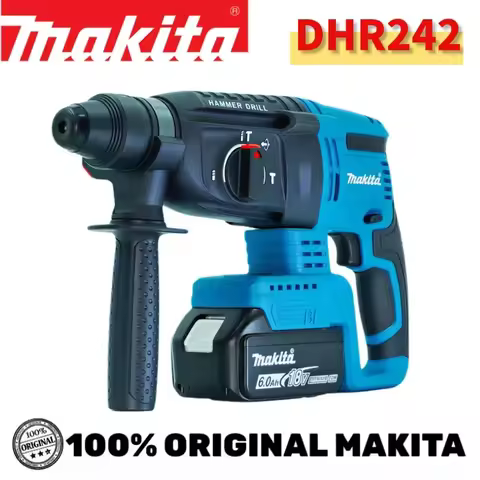 Original Makita DHR242 18V Rotary Hammer Low Vibration 13.5m/s² Comfortable Operation for Long Drill