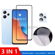 Redmi 12 Tempered Glass For Redmi 12C Note 12 Turbo 12 5G Pro+ 12 Pro 12S 3in1 Screen Protector Lens protector And Carbon Fiber Back Film