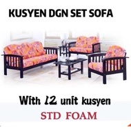 Wooden Sofa Set (1+2+3 Seat n Cushion with FREE GIFT 2 Table) SOFA CUSHION SET SOFA KAYU (OAK)