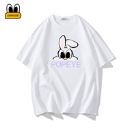 Pancoat Summer Trendy Short-Sleeved T-Shirt Pure Cotton White Rabbit Print Short t1226