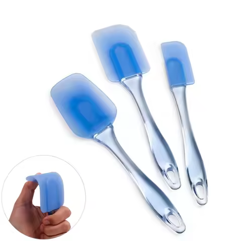 LMETJMA 3 Pieces Flexible Silicone Spatulas BPA Free Heat Resistant Baking Spatulas Set For Mixing S