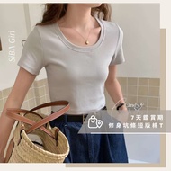 [SiBA Girl] Cindy-2004 High Elastic Round Neck Pit Strip Short Version T Comfortable Simple Cotton S