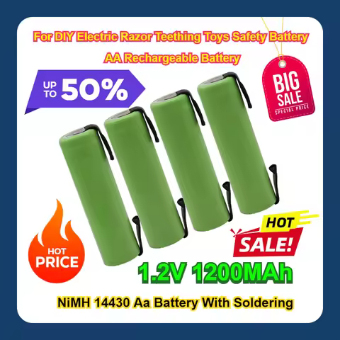 1.2V 1200MAh NiMH 14430 Aa Battery With Soldering For DIY Electric Razor Teething Toys Safety Batter