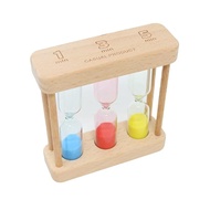 Mitas Wooden Colorful Triple Sand Timer (1 Min, 3 Min, 5 Min) - Stylish Decor Timer for Learning, Co