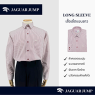Jaguar Jump เสื้อเชิ้ตผู้ชาย แขนยาว ผ้าพิมพ์ลายทางตรง สีแดง มีกระเป๋า ทรงธรรมดา(Regular) JNJW-4058-0-RE