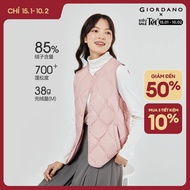 GIORDANO Áo phao nữ không tay cổ tròn lông vịt nhẹ nhàng ấm áp hòa tiết hình thoi Free Shipping 0537