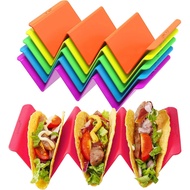 Aichoof Colorful Taco Holder Stands Set of 6 - Premium Large Tray Plates Holds Up to 3 or 2 Tacos Ea