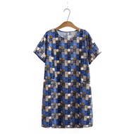 Plus Size XL-4XL Women's Short Sleeve Cute Printed Summer Mini Dress Large Size Fashion Vintage Fema
