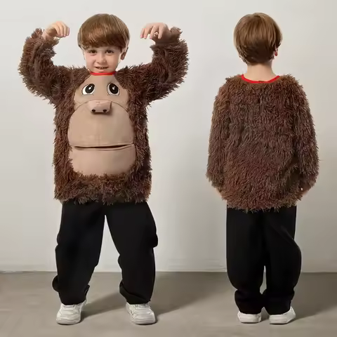 Enfant Brown Gorilla Costume Enfants Plush Shirt Animal Halloween Cosplay Unisex Niño King Costumes 