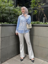 Kemeja Blus Wanita Bergaris Renda Kemeja Blus Wanita