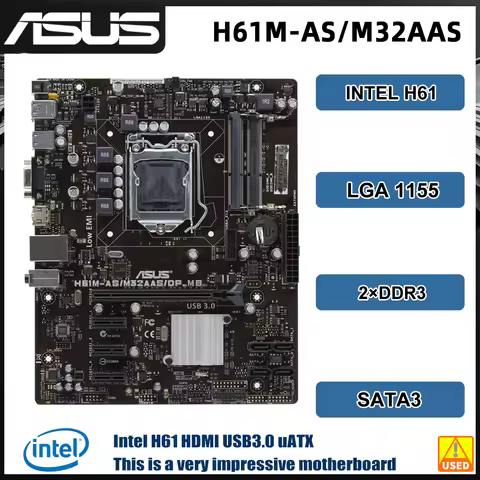 ASUS H61M-AG H61M-AS/M32AAS/DP_MB Motherboard LGA 1155 Intel H61 DDR3 16GB for i3-2130 2500 3770 G54