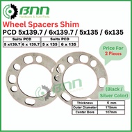 [BNN] 6MM 8MM Wheel Spacers Shim Universal 4x4 Aluminum Alloy 5/6 Lug Aluminum Spacer (2 Pieces) (Th