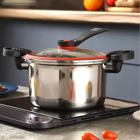 Stainless Steel Low Pressure Cooker Micro Pressure Pot Double Handle Soup Pot Household Kitchenware 