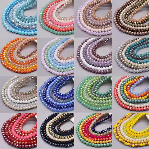 6mm Glass Beads Plating Color 6 Strands/bag 480pcs Rondelle Faceted Glass Beads Loose Spacer Beads F