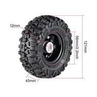 4Pcs 2.2 Inch Rubber Tyres Titanium Gray Metal Beadlock Rim 110